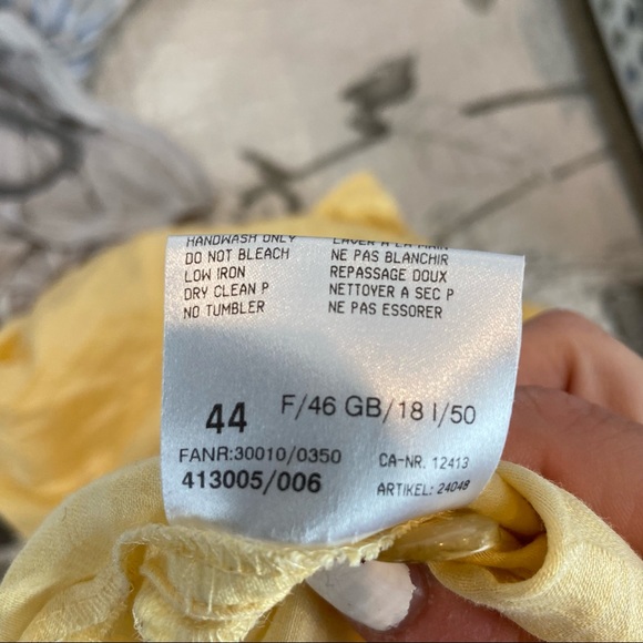 BASLER Button Down Shirt Linen Blend Yellow Large - Picture 6 of 7